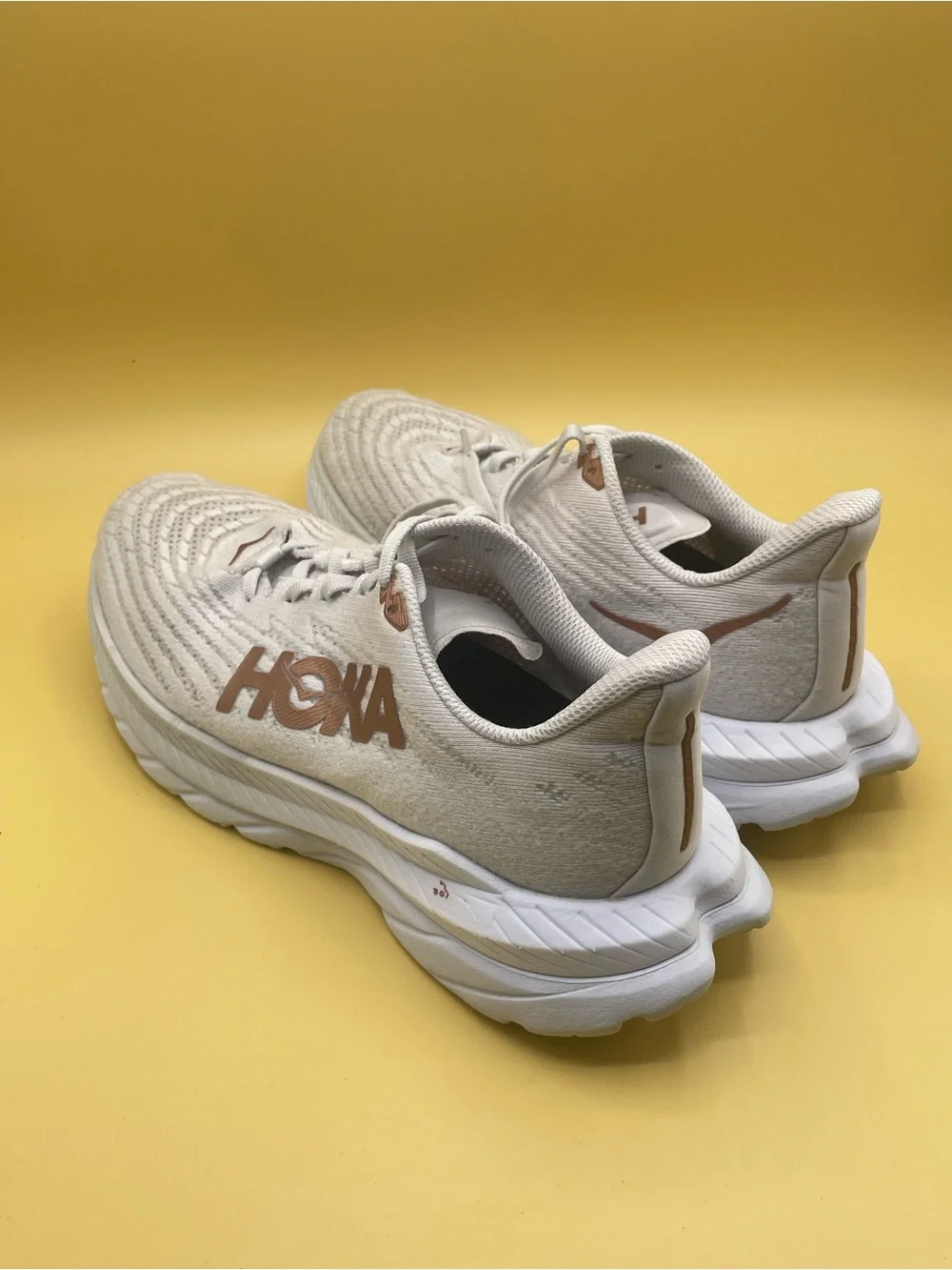 HOKA Women's Mach 5 in the White/Copper
